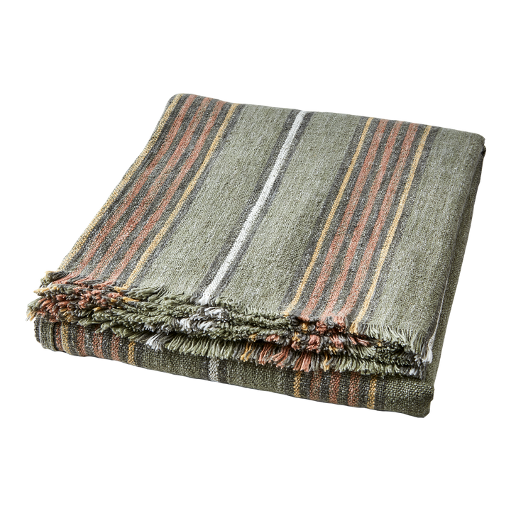 Affari of Sweden - HILDA Filt/duk, Grön/rostbrun/vit/gul