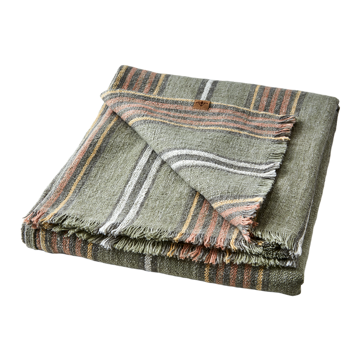 Affari of Sweden - HILDA Filt/duk, Grön/rostbrun/vit/gul