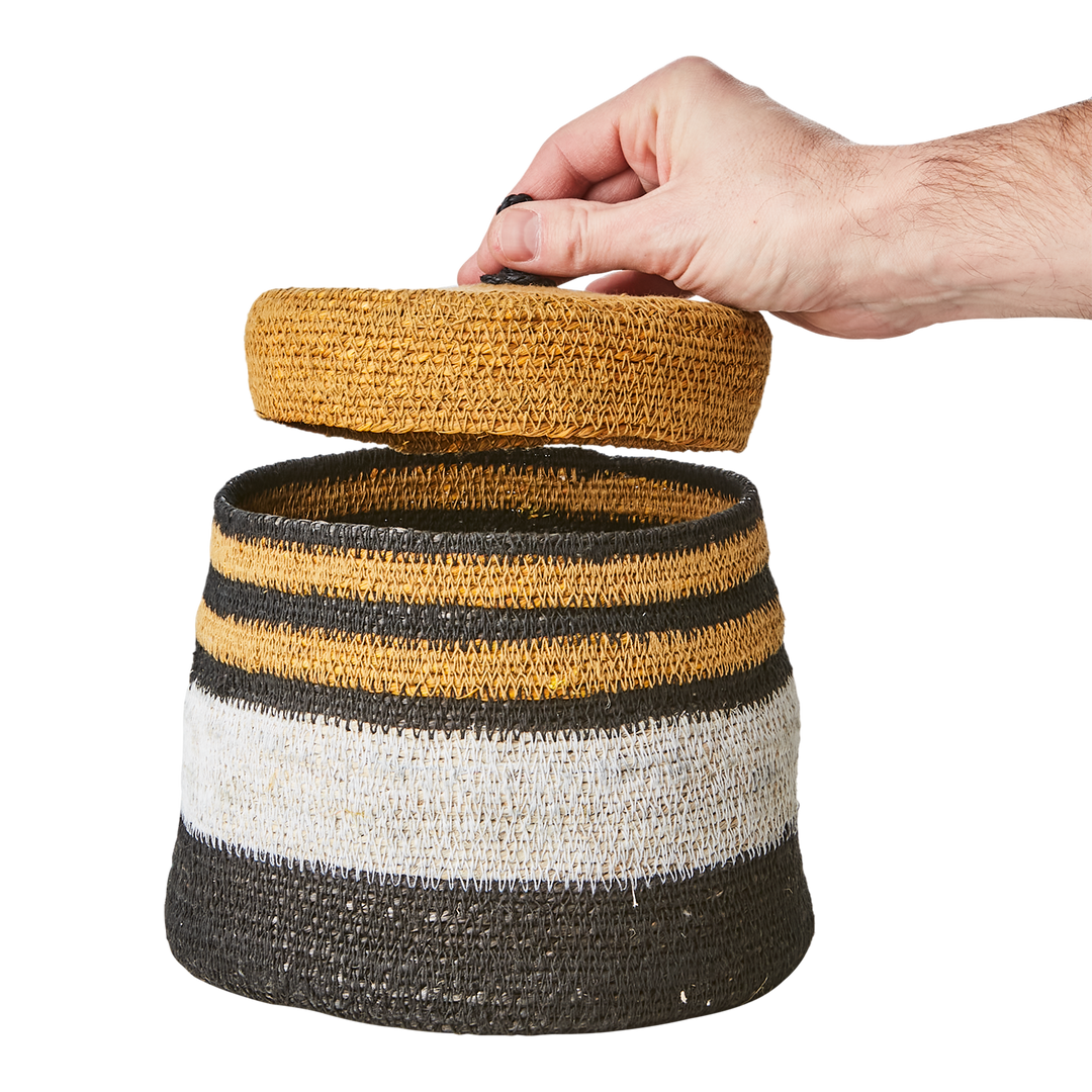 Affari of Sweden - MADIBA Låda, Svart/vit/senapsgul