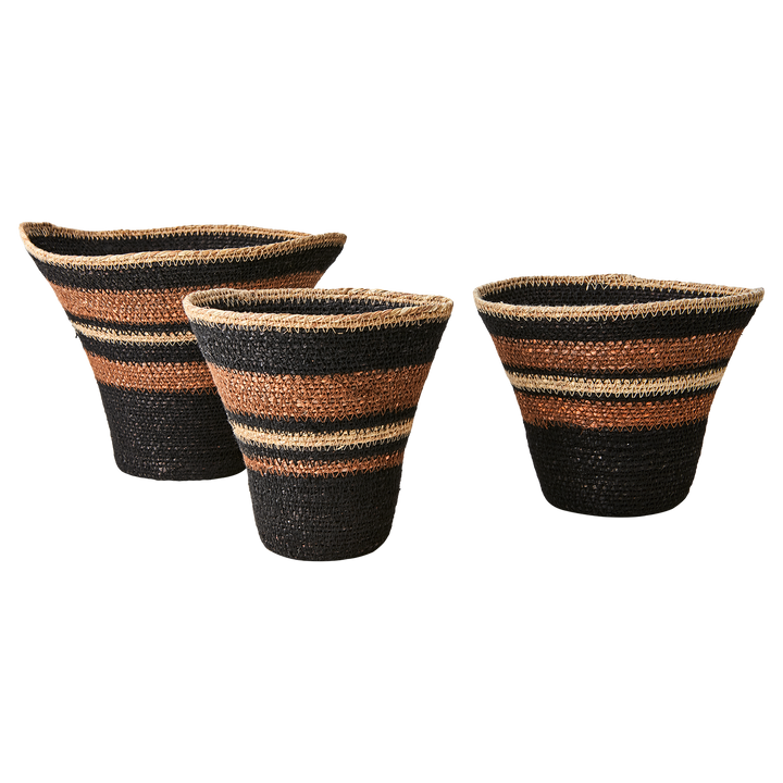 Affari of Sweden - MADIBA Korg, set om 3, Svart/brun/beige