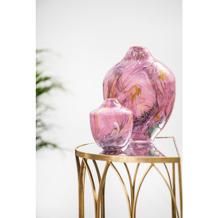 Magnor - Unik skulptur konstglas rosa 31 cm