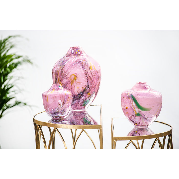 Magnor - Unik skulptur konstglas rosa 24 cm