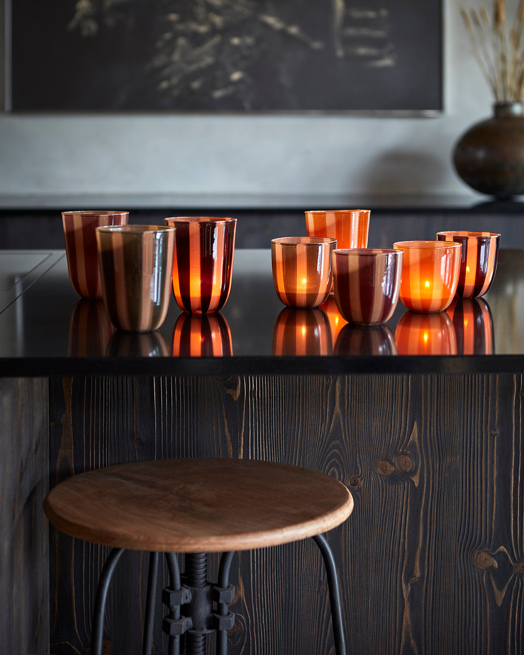 Affari of Sweden - CIRCUS Värmeljushållare M, Bordeaux/beige