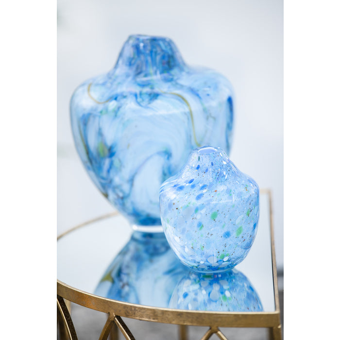 Magnor - Unik skulptur konstglas blå 17 cm